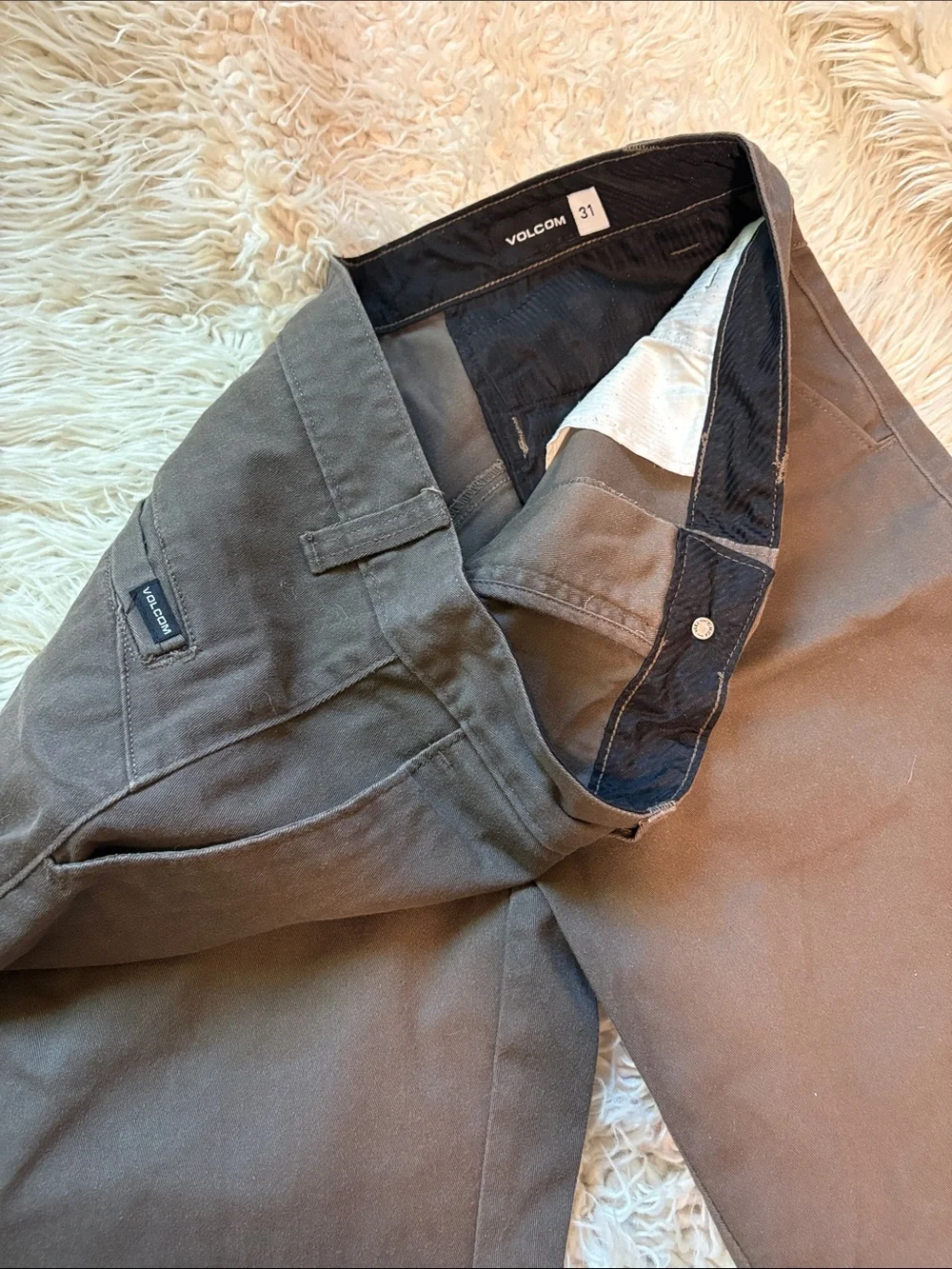 Volcom Men's  Brown Flat Front Shorts
